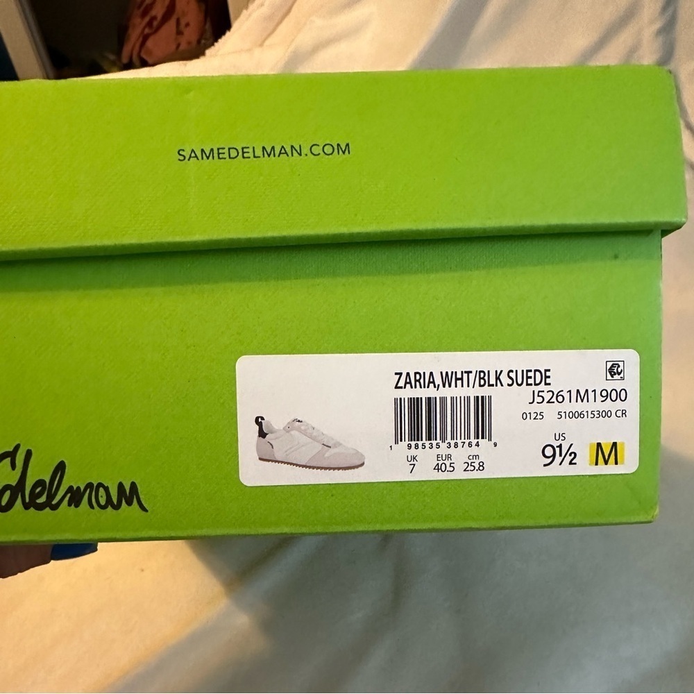 Sam Edelman Zaria Sneakers Women’s 9.5 White Black Suede NIB tan shoes NEW - Picture 4 of 6